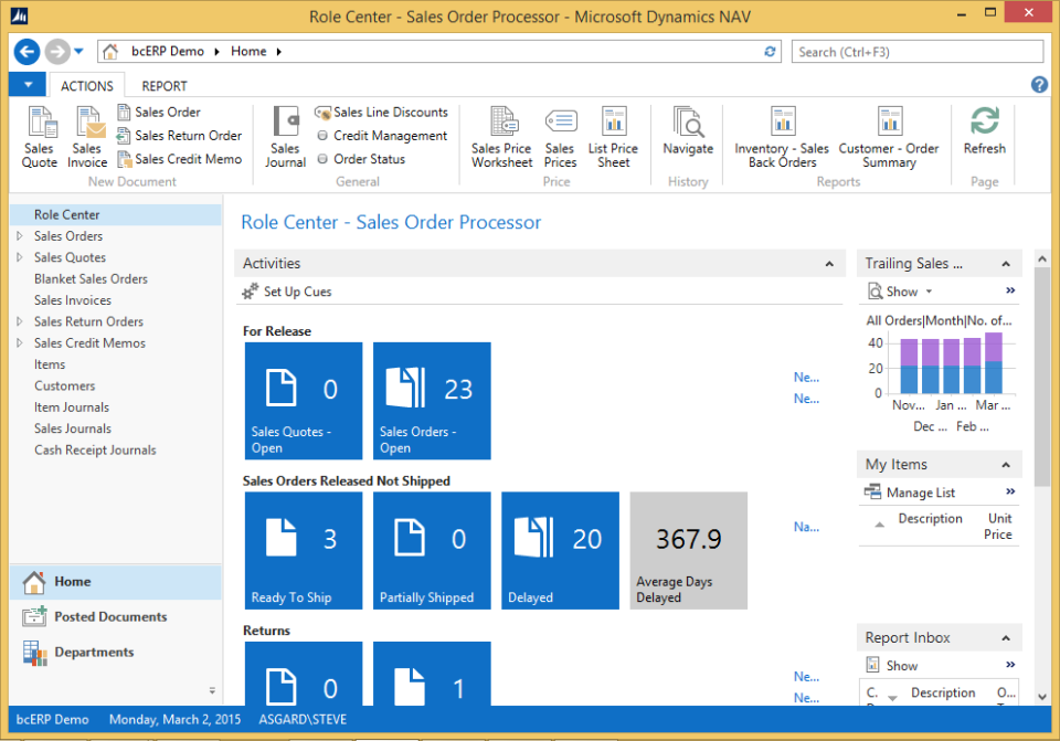 screenshot of Aptean Food & Beverage ERP bcFood Edition